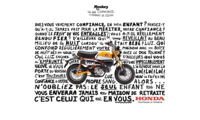 Campagne de publicité pour le Honda Monkey 125 par DDB Paris - mini4temps.fr