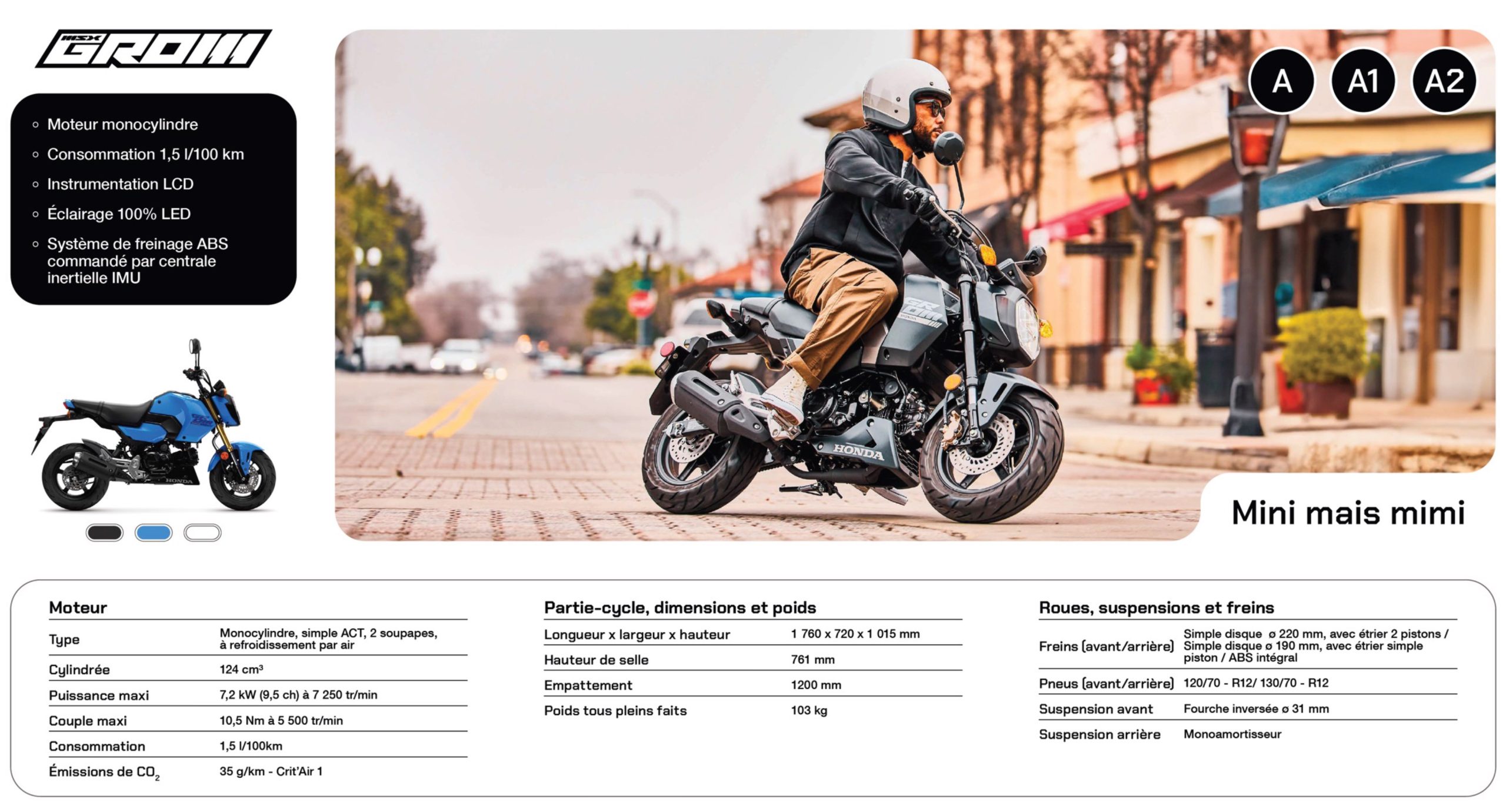 Fiche produit Honda Grom - Mini4temps.fr